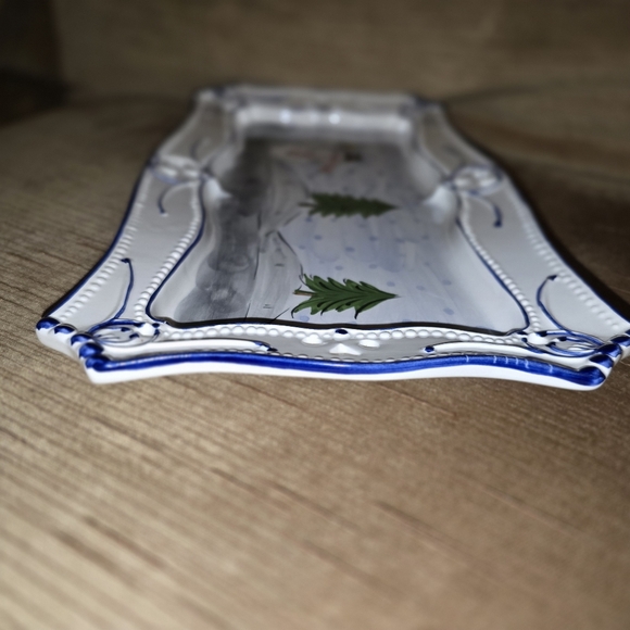 RCCL Handpainted in Portugal Christmas Trees Winter Snowman Ceramic Tray - Picture 11 of 16
